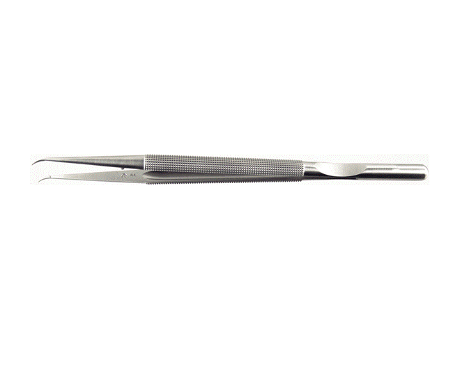Micro Forceps, Curved, 8mm Round Handle