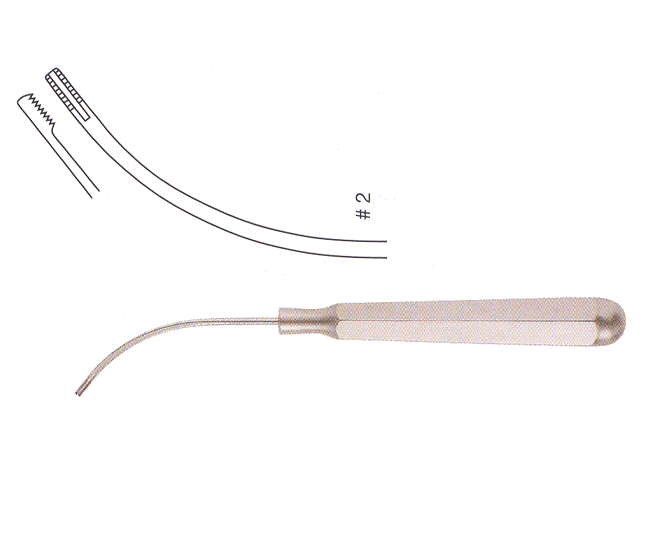 Dingman Cartilage Abrader #2, 15cm, Curved Right