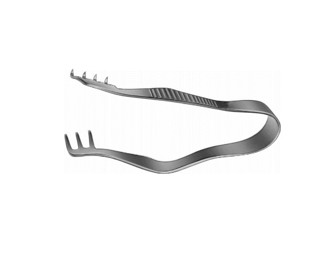 Finsen Retractor, 7cm, 3×4 Sharp Prongs
